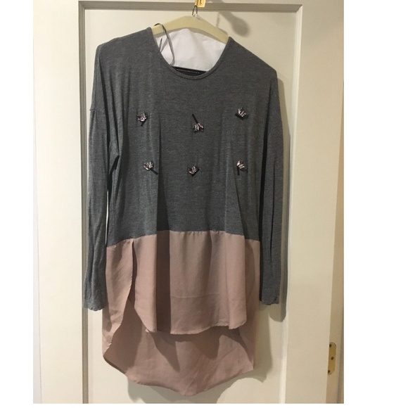 Zara Tops - Zara Womens Embellished Long Sleeve Tshirt Size M